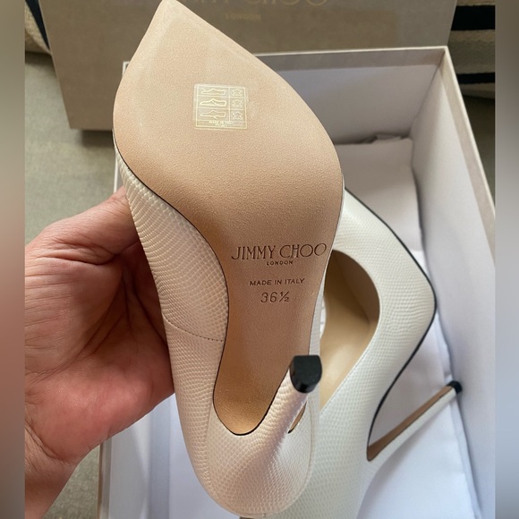 Jimmy Choo Anouk Lizard Latte Heels 36.5 NWT WOMEN PUMPS - Picture 10 of 12
